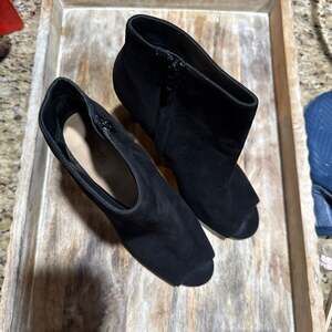 Michael Kors Whitley Black Suede Peep Toe Ankle Booties